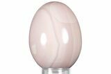Polished Banded Pink Mangano Calcite Egg - Flourescent! #314474-1